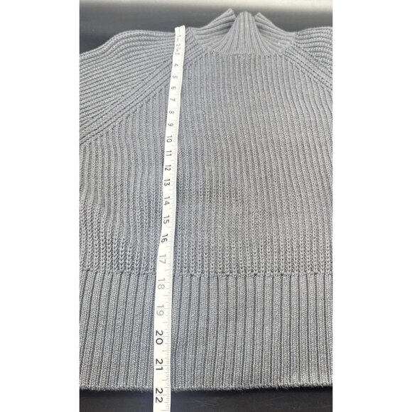 Ann Taylor Womens Gray Mock Neck Sweater Sz M Fisherman Cable Classic Preppy - Picture 9 of 9